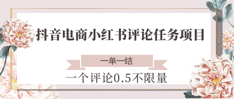抖音电商小红书评论任务项目，一个评论0.5，一单一结 不限量-蚂蚁汇资源分享项目网