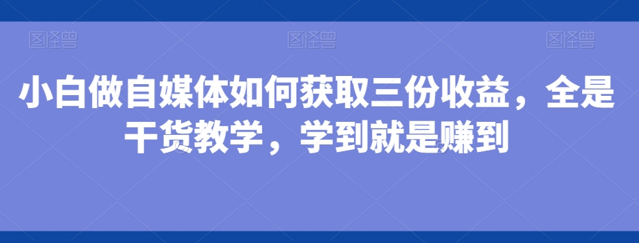 小白做自媒体如何获取三份收益，全是干货教学，学到就是赚到-蚂蚁汇资源分享项目网