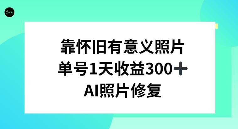 AI照片修复，靠怀旧有意义的照片，一天收益300+-蚂蚁汇资源分享项目网