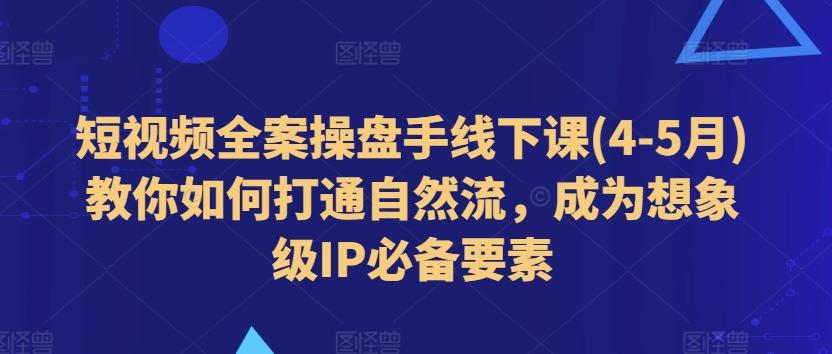 短视频全案操盘手线下课(4-5月)教你如何打通自然流，成为想象级IP必备要素-蚂蚁汇资源分享项目网