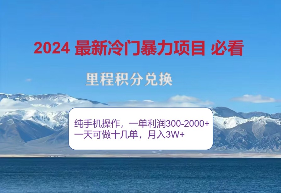 2024惊爆冷门暴利，里程积分最新玩法，高爆发期，一单300+—2000+-蚂蚁汇资源分享项目网