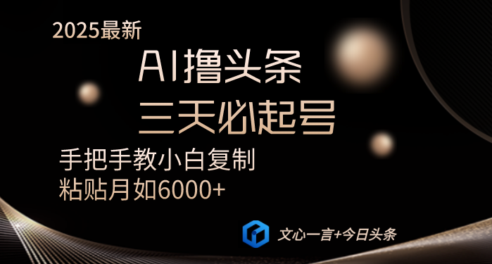 AI撸头条三天必起号手把手教小白复制粘贴月入6000+教程-蚂蚁汇资源分享项目网
