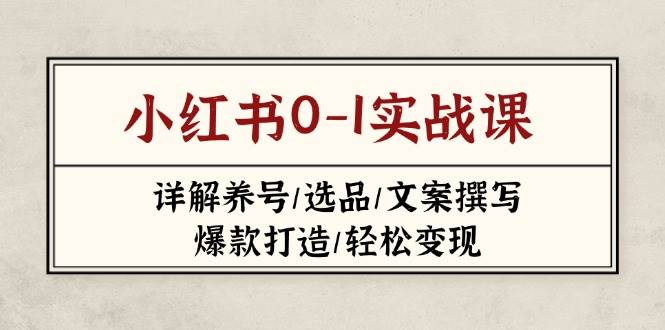 小红书0-1实战课(2023-2025)，详解养号/选品/文案撰写/爆款打造/轻松变现-蚂蚁汇资源分享项目网
