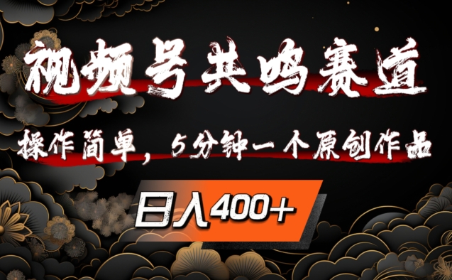 视频号共鸣赛道，操作简单，5分钟1个原创作品，日入几张【揭秘】-蚂蚁汇资源分享项目网