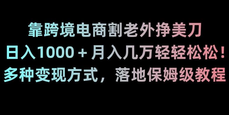 靠跨境电商割老外挣美刀，日入1000＋月入几万轻轻松松！多种变现方式，落地保姆级教程【揭秘】-蚂蚁汇资源分享项目网