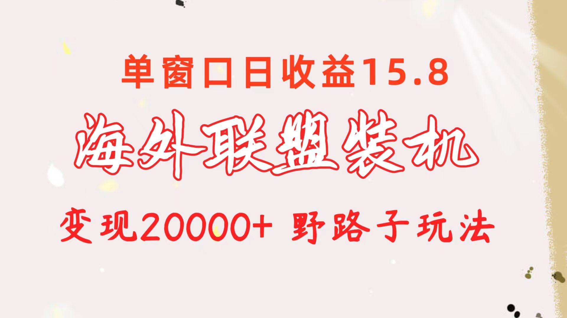 海外联盟装机 单窗口日收益15.8  变现20000+ 野路子玩法-蚂蚁汇资源分享项目网