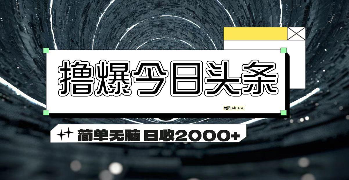 撸爆今日头条 简单无脑操作 日收2000+-蚂蚁汇资源分享项目网