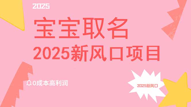 2025新风口项目宝宝取名，0成本高利润，附保姆级教程，月入过万不是梦-蚂蚁汇资源分享项目网