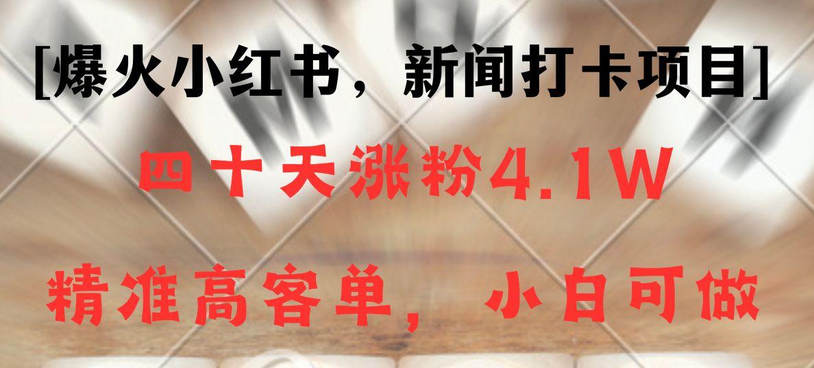 新闻打卡项目，小红书40天涨粉4.1w，高客单精准粉，变现能力超强-蚂蚁汇资源分享项目网