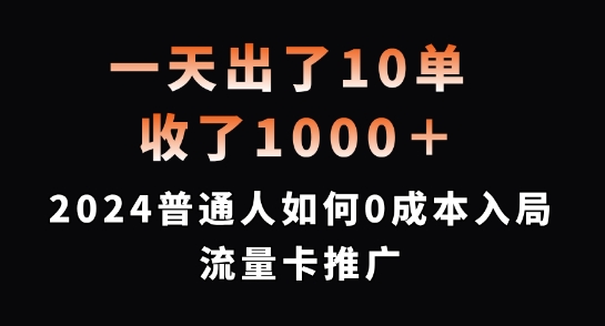 一天出了10单，收了1000+，2024普通人如何0成本入局流量卡推广【揭秘】-蚂蚁汇资源分享项目网