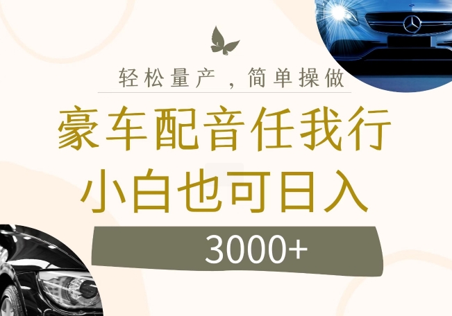 不为人知的暴力小项目，豪车配音，日入几张【揭秘】-蚂蚁汇资源分享项目网