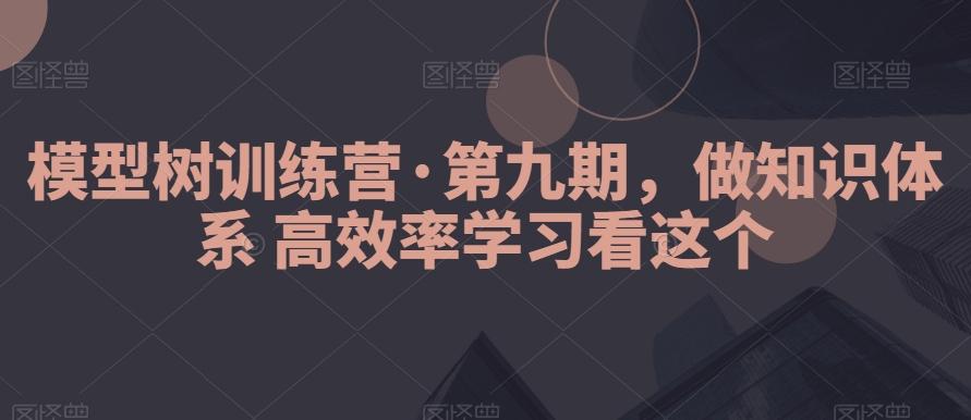 模型树训练营·第九期，做知识体系高效率学习看这个-蚂蚁汇资源分享项目网