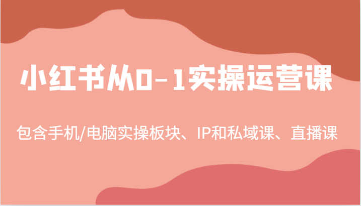 小红书从0-1实操运营课，包含手机/电脑实操板块、IP和私域课、直播课(97节)-蚂蚁汇资源分享项目网