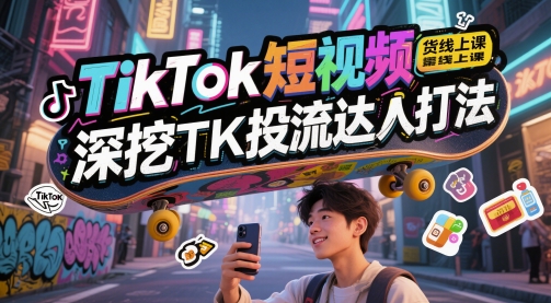 TikTok短视频带货线上课，深挖TK投流达人打法-蚂蚁汇资源分享项目网