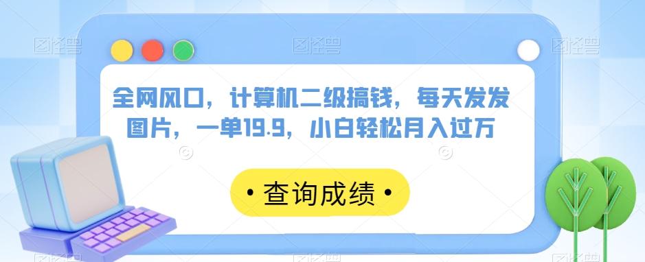 全网风口，计算机二级搞钱，每天发发图片，一单19.9，小白轻松月入过万【揭秘】-蚂蚁汇资源分享项目网
