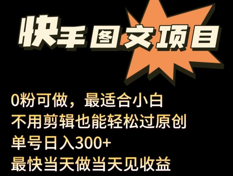 24年最新快手图文带货项目，零粉可做，不用剪辑轻松过原创单号轻松日入300+【揭秘】-蚂蚁汇资源分享项目网
