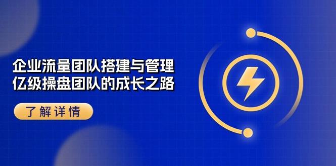企业 流量团队-搭建与管理，亿级 操盘团队的成长之路(28节课-蚂蚁汇资源分享项目网