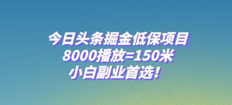 今日头条掘金低保项目，8000播放=150米，小白副业首选【揭秘】-蚂蚁汇资源分享项目网