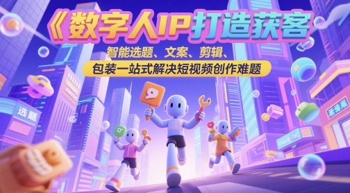 数字人IP打造获客变现实操课，智能选题、文案、剪辑、包装一站式解决短视频创作难题-蚂蚁汇资源分享项目网