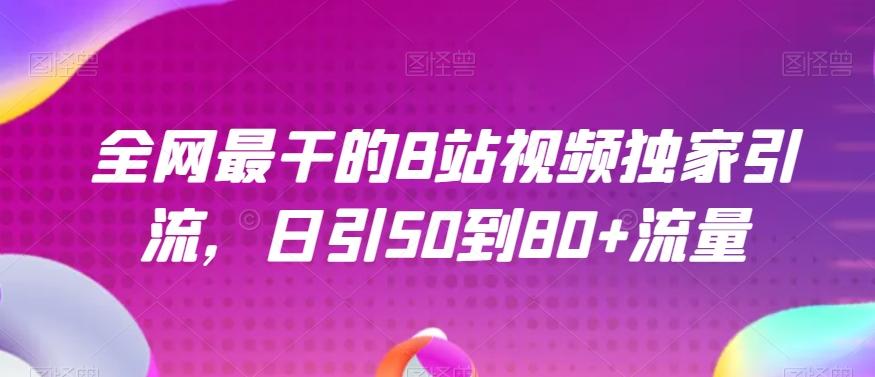 全网最干的B站视频独家引流，日引50到80+流量【揭秘】-蚂蚁汇资源分享项目网
