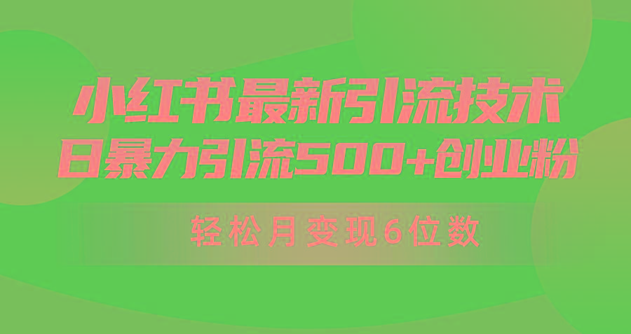 (9871期)日引500+月变现六位数24年最新小红书暴力引流兼职粉教程-蚂蚁汇资源分享项目网