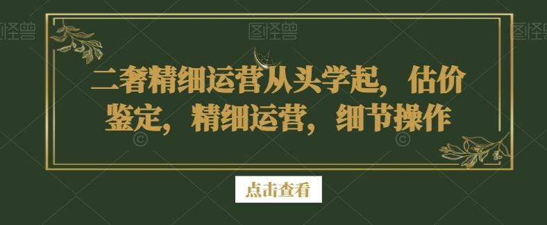 二奢精细运营从头学起，估价鉴定，精细运营，细节操作-蚂蚁汇资源分享项目网
