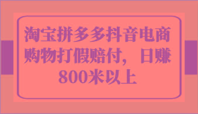 淘宝拼多多抖音电商购物打假赔付，日赚800米以上-蚂蚁汇资源分享项目网