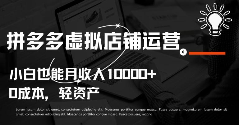 拼多多虚拟店铺运营小白也能月收入10000+【揭秘】-蚂蚁汇资源分享项目网