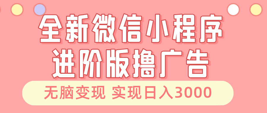 全新微信小程序进阶版撸广告 无脑变现睡后也有收入 日入3000＋-蚂蚁汇资源分享项目网