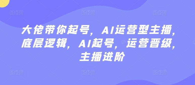 大佬带你起号，AI运营型主播，底层逻辑，AI起号，运营晋级，主播进阶-蚂蚁汇资源分享项目网