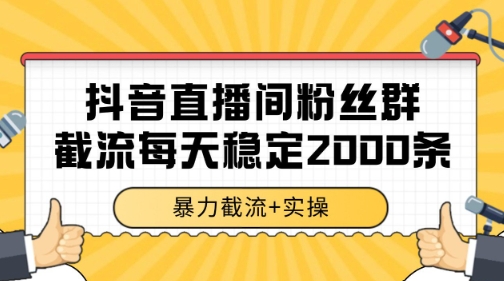 抖音直播间粉丝群暴力截流，一台电脑每天稳定2000条数据【揭秘】-蚂蚁汇资源分享项目网