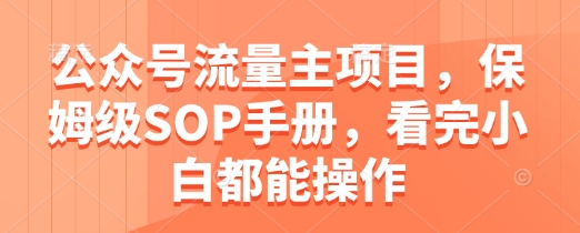 公众号流量主项目，保姆级SOP手册，看完小白都能操作-蚂蚁汇资源分享项目网