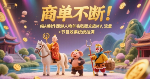 商单不断！纯AI制作西游人物羊毛毡版文旅MV，流量+节目效果统统拉满-蚂蚁汇资源分享项目网