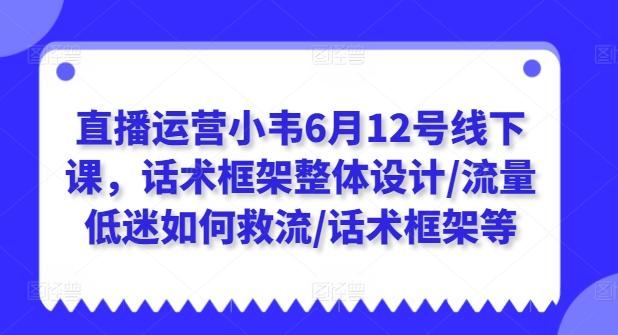 直播运营小韦6月12号线下课，话术框架整体设计/流量低迷如何救流/话术框架等-蚂蚁汇资源分享项目网