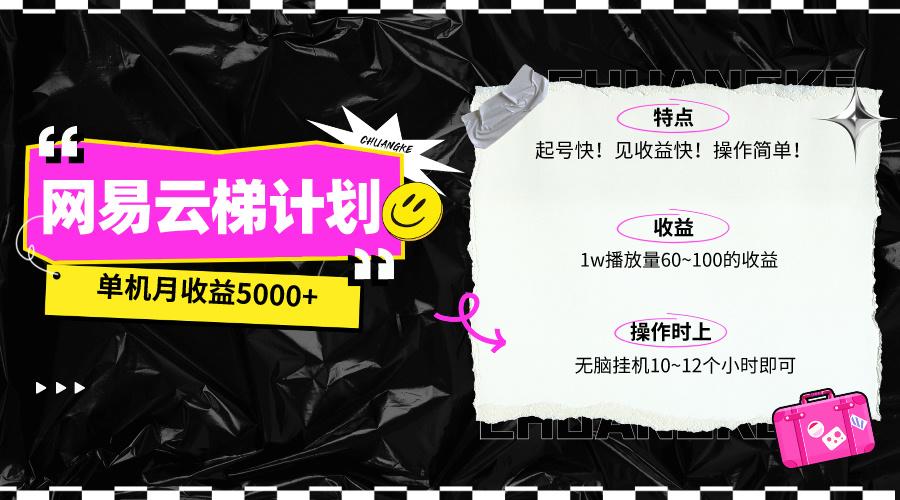 (10063期)最新网易云梯计划网页版，单机月收益5000+！可放大操作-蚂蚁汇资源分享项目网