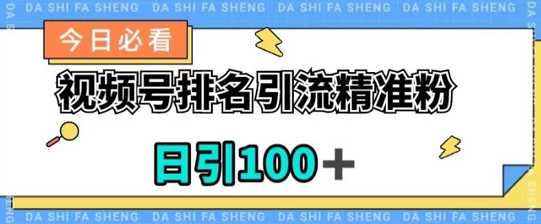 视频号引流精准粉，日引100+，流量爆炸【揭秘】-蚂蚁汇资源分享项目网
