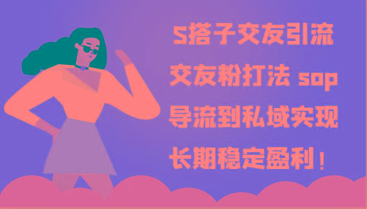 S搭子交友引流,交友粉打法 sop,导流到私域实现长期稳定盈利!-蚂蚁汇资源分享项目网
