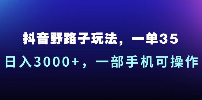 抖音野路子玩法，一单35.日入3000+，一部手机可操作-蚂蚁汇资源分享项目网