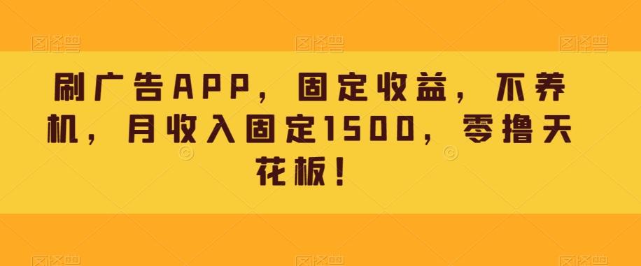 刷广告APP，固定收益，不养机，月收入固定1500，零撸天花板！-蚂蚁汇资源分享项目网