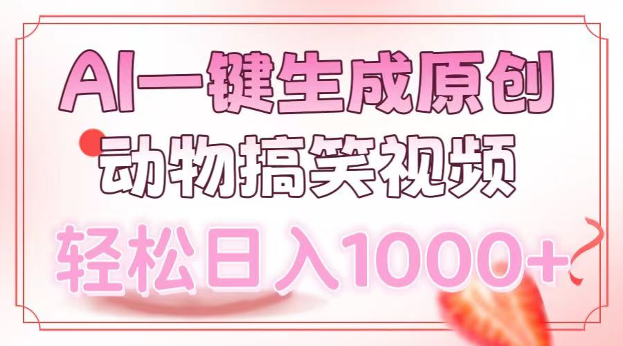 AI一键生成原创动物搞笑视频，轻松日入1000+-蚂蚁汇资源分享项目网