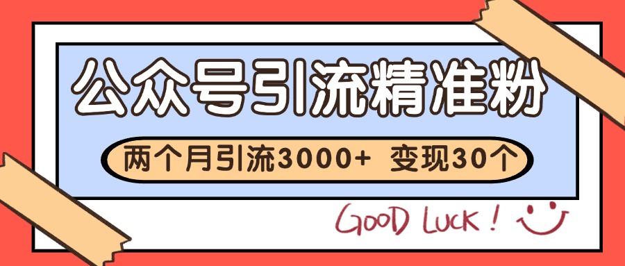 公众号精准粉引流玩法 2个月3000+精准粉 变现30万+-蚂蚁汇资源分享项目网