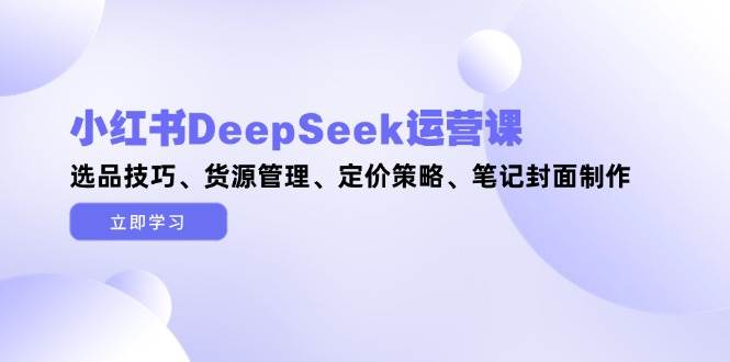 小红书DeepSeek运营课，选品技巧、货源管理、定价策略、笔记封面制作-蚂蚁汇资源分享项目网