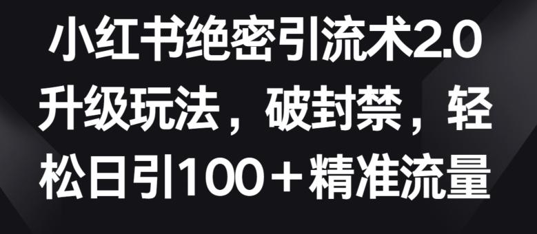 小红书绝密引流术2.0升级玩法，破封禁，轻松日引100+精准流量【揭秘】-蚂蚁汇资源分享项目网
