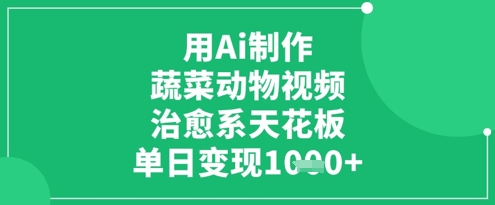 用Ai制作蔬菜动物视频，治愈系天花板，单日变现1k-蚂蚁汇资源分享项目网