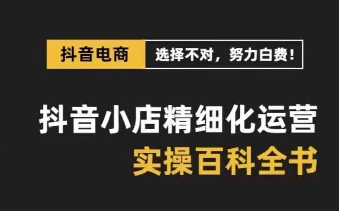 抖音小店精细化运营百科全书，保姆级运营实操讲解-蚂蚁汇资源分享项目网