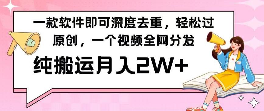 一款软件深度去重，轻松过原创，一个视频全网分发，纯搬运月入2W+-蚂蚁汇资源分享项目网