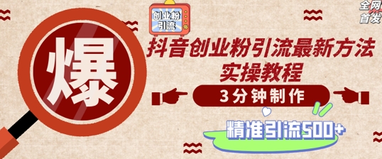轻松制作创业类视频，一天被动加精准创业粉500+【揭秘】-蚂蚁汇资源分享项目网