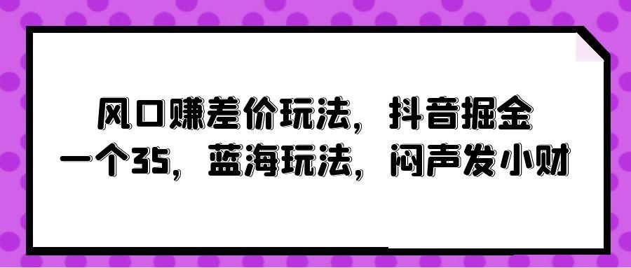 (10022期)风口赚差价玩法，抖音掘金，一个35，蓝海玩法，闷声发小财-蚂蚁汇资源分享项目网