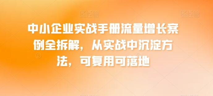 中小企业实战手册流量增长案例全拆解，从实战中沉淀方法，可复用可落地-蚂蚁汇资源分享项目网
