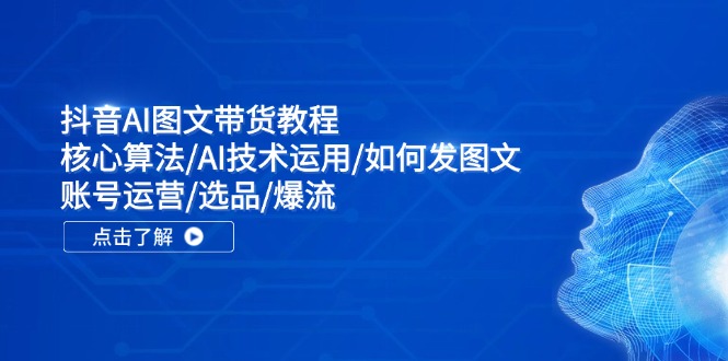 抖音AI图文带货教程：核心算法/AI技术运用/如何发图文/账号运营/选品/爆流-蚂蚁汇资源分享项目网